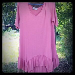 SELFEE Pink Rose Loose Fit Ruffle Blouse 3/10$